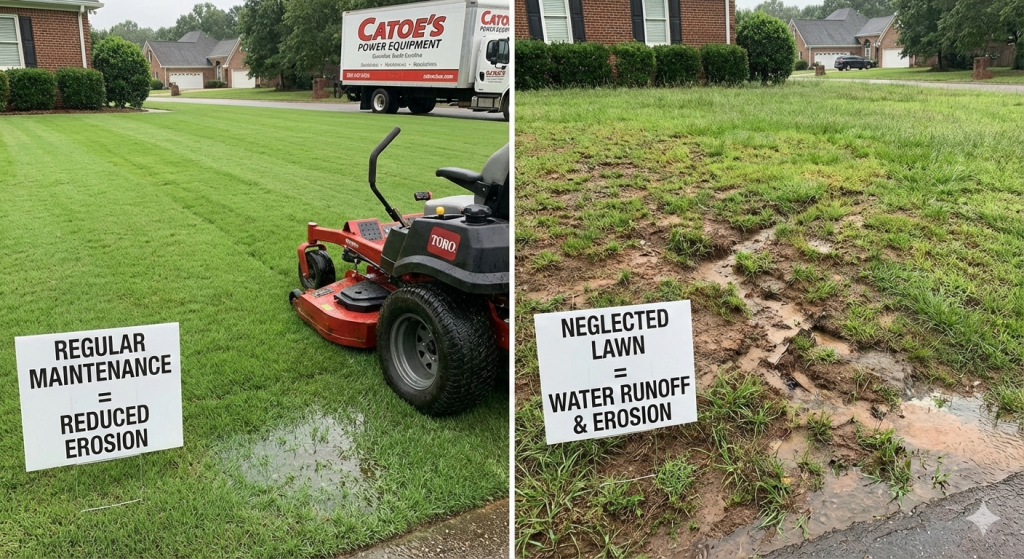Lawn Mowing: Reducing Erosion Combatting Water Runoff
